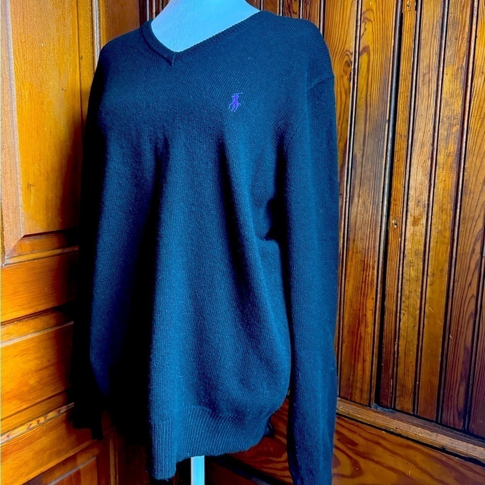 Polo Ralph Lauren Men’s Black 100% Lambs Wool Sweater Size Medium